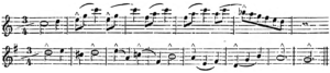 Notenbeispiel tempo rubato (Dommer 1865)